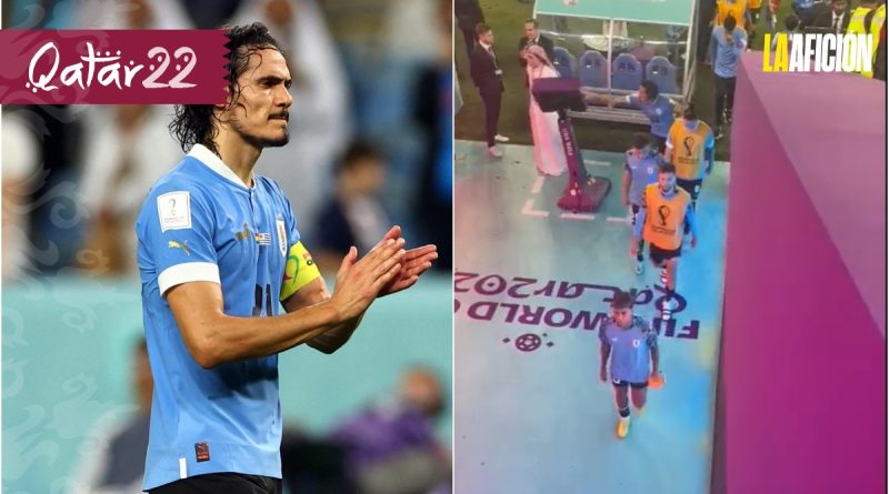 Edinson Cavani destrozó pantalla del VAR tras eliminación de Uruguay