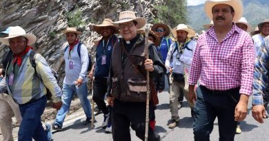 Faustino camina con los peregrinos