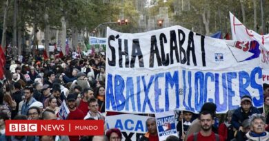 Alquileres | "Se acabó. Bajemos los arriendos": la masiva protesta en Barcelona para exigir que se respete el derecho a la vivienda - BBC News Mundo